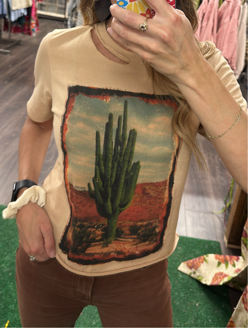 Raising Arrows Tan Cactus Desert Tee